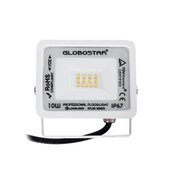 ATLAS 61406 Προβολέας LED 10W 1150lm 120° AC 220-240V Αδιάβροχο IP67 Θερμό Λευκό 2700K - Lumileds SMD Chip - TÜV Rheinland Certified - Λευκό Ματ - Μ10 x Π2 x Υ8cm - 5 Χρόνια Εγγύηση