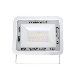 ATLAS 61419 Προβολέας LED 50W 6250lm 120° AC 220-240V Αδιάβροχο IP67 Ψυχρό Λευκό 6000K - Lumileds SMD Chip - TÜV Rheinland Certified - Λευκό Ματ - Μ21 x Π3.5 x Υ16cm - 5 Χρόνια Εγγύηση