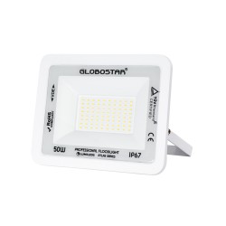 ATLAS 61420 Προβολέας LED 50W 6000lm 120° AC 220-240V Αδιάβροχο IP67 Φυσικό Λευκό 4500K - Lumileds SMD Chip - TÜV Rheinland Certified - Λευκό Ματ - Μ21 x Π3.5 x Υ16cm - 5 Χρόνια Εγγύηση