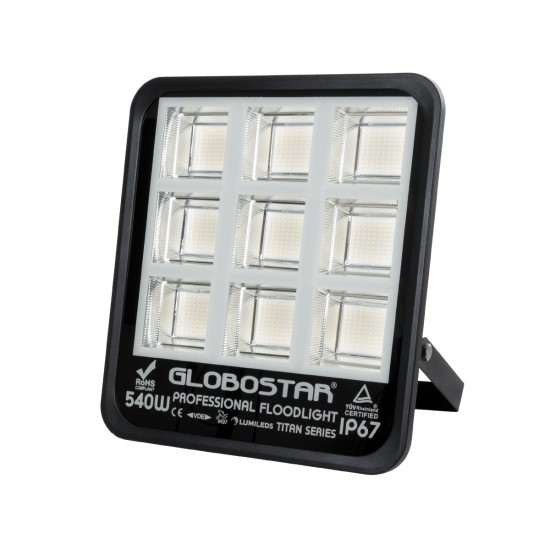 TITAN 61436 Προβολέας για Γήπεδα Tennis & Ποδοσφαίρου 5x5 LED 540W 67500lm 60°x90° AC 220-240V Αδιάβροχο IP67 Φυσικό Λευκό 5000K - Lumileds SMD Chip - TÜV Rheinland Certified - Μαύρο Ματ - Μ38 x Π8 x Υ42cm - 5 Χρόνια Εγγύηση