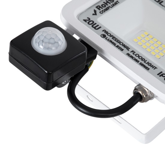AURORA 61438 Επαγγελματικός Προβολέας LED 20W 2500lm 120° AC 220-240V με Ενσωματωμένο Ρυθμιζόμενο Αισθητήρα Κίνησης PIR - Αδιάβροχος IP67 - Μ12 x Π5 x Υ14.5cm - Λευκό - Ψυχρό Λευκό 6000K - LUMILEDS Chips - TÜV Rheinland Certified - 3 Years Warranty AURORA 61438 Επαγγελματικός Προβολέας LED 20W 2500lm 120° AC 220-240V με Ενσωματωμένο Ρυθμιζόμενο Αισθητήρα Κίνησης PIR - Αδιάβροχος IP67 - Μ12 x Π5 x Υ14.5cm - Λευκό - Ψυχρό Λευκό 6000K - LUMILEDS Chips - TÜV Rheinland Certified - 3 Years Warranty