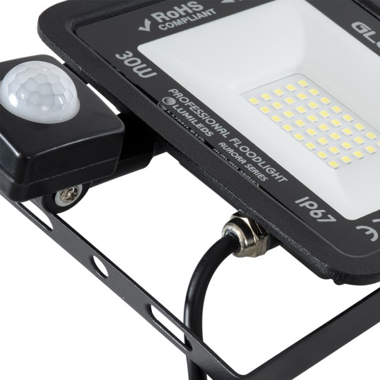 AURORA 61439 Επαγγελματικός Προβολέας LED 30W 3750lm 120° AC 220-240V με Ενσωματωμένο Ρυθμιζόμενο Αισθητήρα Κίνησης PIR - Αδιάβροχος IP67 - Μ16 x Π5 x Υ17.5cm - Μαύρο - Ψυχρό Λευκό 6000K - LUMILEDS Chips - TÜV Rheinland Certified - 3 Years Warranty AURORA 61439 Επαγγελματικός Προβολέας LED 30W 3750lm 120° AC 220-240V με Ενσωματωμένο Ρυθμιζόμενο Αισθητήρα Κίνησης PIR - Αδιάβροχος IP67 - Μ16 x Π5 x Υ17.5cm - Μαύρο - Ψυχρό Λευκό 6000K - LUMILEDS Chips - TÜV Rheinland Certified - 3 Years Warranty