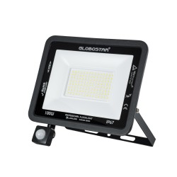 AURORA 61443 Προβολέας με Ανιχνευτή PIR / Αισθητήρα Κίνησης LED 100W 12500lm 120° AC 220-240V Αδιάβροχο IP67 Ψυχρό Λευκό 6000K - Lumileds SMD Chip - TÜV Rheinland Certified - Μαύρο Ματ - Μ25 x Π6.5 x Υ27.5cm - 3 Χρόνια Εγγύηση