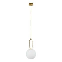 BELLISSIMO 61486 Μοντέρνο Κρεμαστό Φωτιστικό Οροφής με Ντουί 1 x E27 AC 220-240V IP20 - Λευκό & Χρυσό Πλατίνα - Μ20 x Π20 x Υ42cm