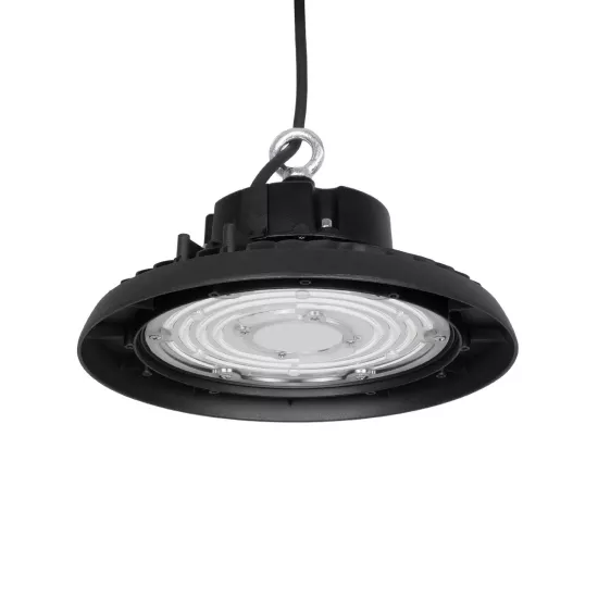 INDUSTRY 61500 Βιομηχανικό Φωτιστικό Καμπάνα High Bay UFO LED 100W 15000lm SDCM<5 90° AC 85-265V Αδιάβροχο IP65 IK08 Φυσικό Λευκό 5000K - 175 x Sanan Opto SMD Chip & TÜV SÜD Driver - Μαύρο Χυτό Αλουμίνιο - Μ26.5 x Π26.5 x Υ15cm - 5 Χρόνια Εγγύηση