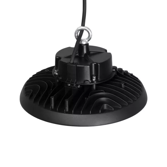 INDUSTRY 61500 Βιομηχανικό Φωτιστικό Καμπάνα High Bay UFO LED 100W 15000lm SDCM<5 90° AC 85-265V Αδιάβροχο IP65 IK08 Μαύρο Χυτό Αλουμίνιο - Φυσικό Λευκό 5000K - 175 x Sanan Opto SMD Chip & TÜV SÜD Driver - Μ26.5 x Π26.5 x Υ15cm - 5 Χρόνια Εγγύηση