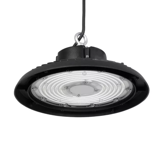 INDUSTRY 61502 Βιομηχανικό Φωτιστικό Καμπάνα High Bay UFO LED 200W 30000lm SDCM<5 90° AC 85-265V Αδιάβροχο IP65 IK08 Φυσικό Λευκό 5000K - 338 x Sanan Opto SMD Chip & TÜV SÜD Driver - Μαύρο Χυτό Αλουμίνιο - Μ30 x Π30 x Υ16cm - 5 Χρόνια Εγγύηση