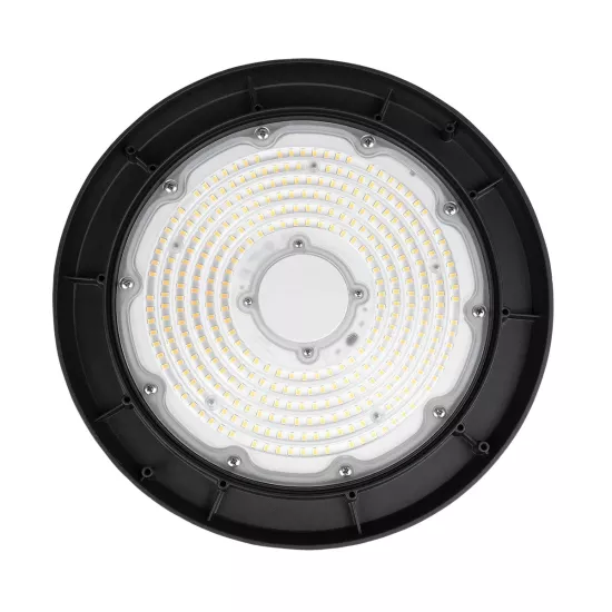 INDUSTRY 61502 Βιομηχανικό Φωτιστικό Καμπάνα High Bay UFO LED 200W 30000lm SDCM<5 90° AC 85-265V Αδιάβροχο IP65 IK08 Μαύρο Χυτό Αλουμίνιο - Φυσικό Λευκό 5000K - 338 x Sanan Opto SMD Chip & TÜV SÜD Driver - Μ30 x Π30 x Υ16cm - 5 Χρόνια Εγγύηση