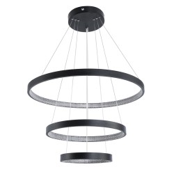 DIAMOND TRIO 61523 Κρεμαστό Φωτιστικό Δαχτυλίδι-Κύκλος LED CCT 100W 11200lm 360° AC 220-240V - Εναλλαγή Φωτισμού μέσω Τηλεχειριστηρίου All In One Ψυχρό 6000k+Φυσικό 4500k+Θερμό 2700k Dimmable Φ25+40+60cm - Μαυρο - 3 Χρόνια Εγγύηση