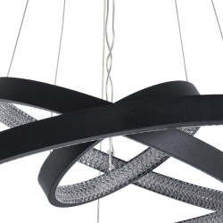 DIAMOND TRIO 61523-DECO Μοντέρνο Κρεμαστό Φωτιστικό Οροφής LED 100W 11200lm 360° AC 220-240V IP20 Ρυθμιζόμενο Λευκό CCT με Χειριστήριο από 2700K έως 6000K Dimmable - Lumileds SMD Chip - Μαύρο Ματ - Μ90 x Π90 x Υ90cm - 3 Χρόνια Εγγύηση