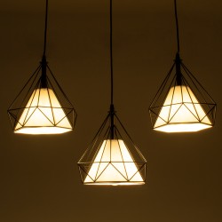 EIFFEL 61569 Vintage Κρεμαστό Φωτιστικό Οροφής με Ντουί 3 x E27 AC 220-240V IP20 - Μαύρο & Λευκό - Μ68 x Π25 x Υ130cm