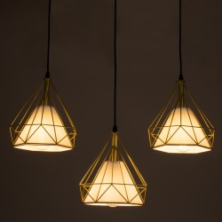 EIFFEL 61571 Vintage Κρεμαστό Φωτιστικό Οροφής με Ντουί 3 x E27 AC 220-240V IP20 - Χρυσό & Λευκό - Μ68 x Π25 x Υ130cm