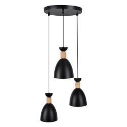 AVA 61572 Μοντέρνο Κρεμαστό Φωτιστικό Οροφής με Ντουί 3 x E27 AC 220-240V IP20 - Μαύρο & Μπεζ - Μ35 x Π35 x Υ130cm