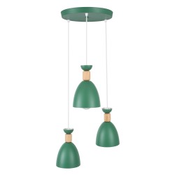 AVA 61575 Μοντέρνο Κρεμαστό Φωτιστικό Οροφής με Ντουί 3 x E27 AC 220-240V IP20 - Πράσινο & Μπεζ - Μ35 x Π35 x Υ130cm