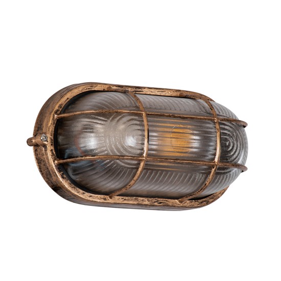 BOATLIGHT 61584 Vintage Φωτιστικό Καραβοχελώνα Τοίχου - Απλίκα με Ντουί 1 x E27 AC 220-240V Αδιάβροχο IP65 - Χάλκινο Εφέ Σκουριάς Ματ - Μ21 x Π10.4 x Υ9cm