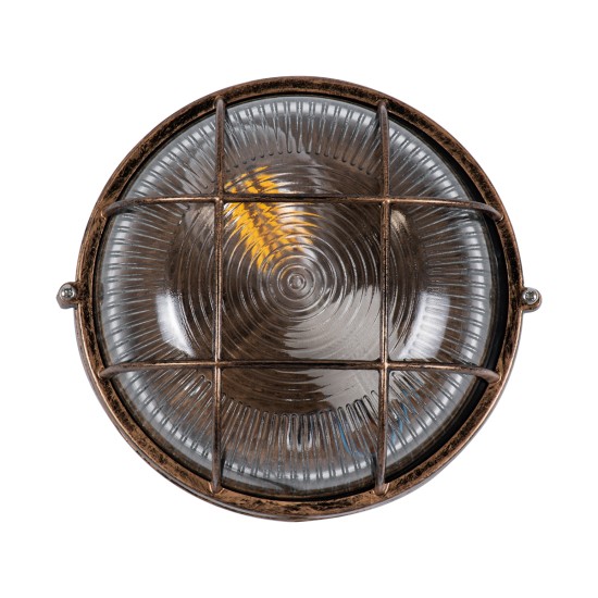 BOATLIGHT 61587 Vintage Φωτιστικό Καραβοχελώνα Τοίχου & Οροφής με Ντουί 1 x E27 AC 220-240V Αδιάβροχο IP65 - Χάλκινο Εφέ Σκουριάς Ματ - Μ17.5 x Π17.5 x Υ9cm