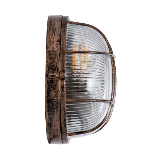 BOATLIGHT 61587 Vintage Φωτιστικό Καραβοχελώνα Τοίχου & Οροφής με Ντουί 1 x E27 AC 220-240V Αδιάβροχο IP65 - Χάλκινο Εφέ Σκουριάς Ματ - Μ17.5 x Π17.5 x Υ9cm