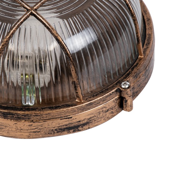 BOATLIGHT 61587 Vintage Φωτιστικό Καραβοχελώνα Τοίχου & Οροφής με Ντουί 1 x E27 AC 220-240V Αδιάβροχο IP65 - Χάλκινο Εφέ Σκουριάς Ματ - Μ17.5 x Π17.5 x Υ9cm