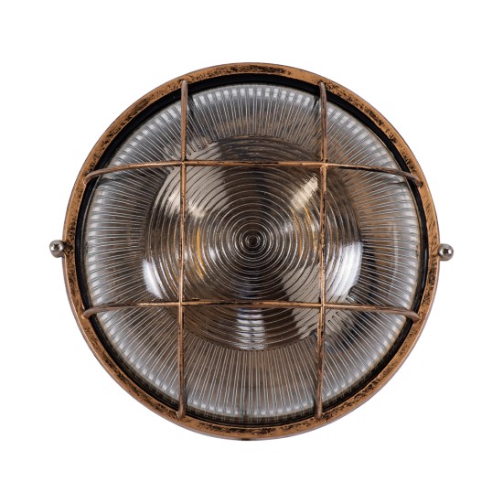 BOATLIGHT 61590 Vintage Φωτιστικό Καραβοχελώνα Τοίχου & Οροφής με Ντουί 2 x E27 AC 220-240V Αδιάβροχο IP65 - Χάλκινο Παλαιωμένο Εφέ Σκουριάς Ματ - Μ24 x Π24 x Υ11cm