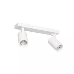 kelvo® SPOTA KLV-101-0137 Κινούμενο Φωτιστικό Σποτ Οροφής για 2 Λάμπες MR16 με Ντουί GU10 AC 220-240V IP20 - Λευκό Ματ - Μ30 x Π6 x Υ14.5cm