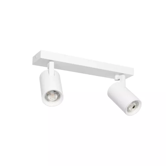 kelvo® SPOTA KLV-101-0137 Κινούμενο Φωτιστικό Σποτ Οροφής για 2 Λάμπες MR16 με Ντουί GU10 AC 220-240V IP20 - Λευκό Ματ - Μ30 x Π6 x Υ14.5cm