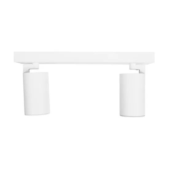 kelvo® SPOTA KLV-101-0137 Κινούμενο Φωτιστικό Σποτ Οροφής για 2 Λάμπες MR16 με Ντουί GU10 AC 220-240V IP20 - Λευκό Ματ - Μ30 x Π6 x Υ14.5cm