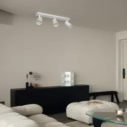 kelvo® SPOTA KLV-101-0139 Κινούμενο Φωτιστικό Σποτ Οροφής για 3 Λάμπες MR16 με Ντουί GU10 AC 220-240V IP20 - Λευκό Ματ - Μ48 x Π6.2 x Υ14cm