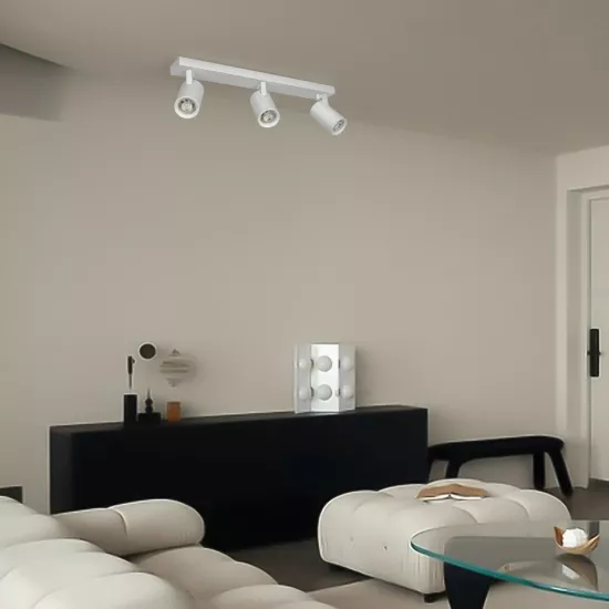 kelvo® SPOTA KLV-101-0139 Κινούμενο Φωτιστικό Σποτ Οροφής για 3 Λάμπες MR16 με Ντουί GU10 AC 220-240V IP20 - Λευκό Ματ - Μ48 x Π6.2 x Υ14cm