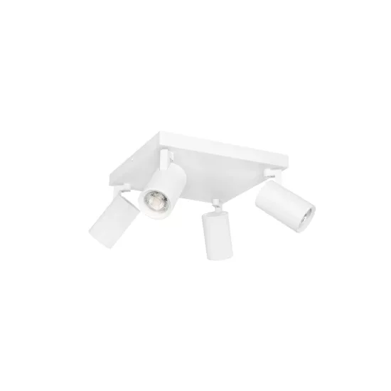 kelvo® SPOTA KLV-101-0147 Κινούμενο Φωτιστικό Σποτ Οροφής για 4 Λάμπες MR16 με Ντουί GU10 AC 220-240V IP20 - Λευκό Ματ - Μ26 x Π26 x Υ14cm