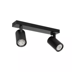 kelvo® SPOTA KLV-101-0136 Κινούμενο Φωτιστικό Σποτ Οροφής για 2 Λάμπες MR16 με Ντουί GU10 AC 220-240V IP20 - Μαύρο Ματ - Μ30 x Π6 x Υ14.5cm