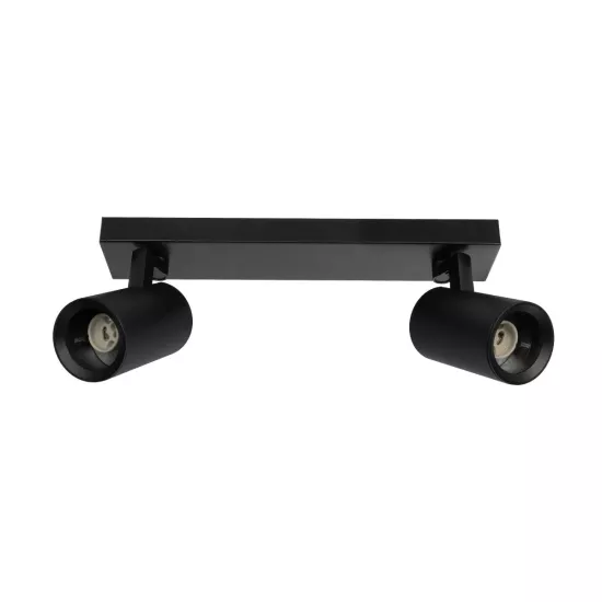 kelvo® SPOTA KLV-101-0136 Κινούμενο Φωτιστικό Σποτ Οροφής για 2 Λάμπες MR16 με Ντουί GU10 AC 220-240V IP20 - Μαύρο Ματ - Μ30 x Π6 x Υ14.5cm