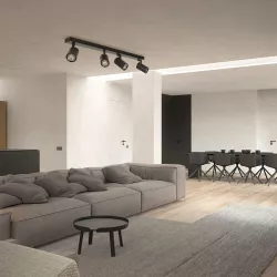 kelvo® SPOTA KLV-101-0140 Κινούμενο Φωτιστικό Σποτ Οροφής για 4 Λάμπες MR16 με Ντουί GU10 AC 220-240V IP20 - Μαύρο Ματ - Μ64 x Π6 x Υ14cm