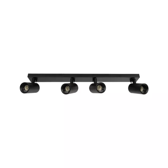 kelvo® SPOTA KLV-101-0140 Κινούμενο Φωτιστικό Σποτ Οροφής για 4 Λάμπες MR16 με Ντουί GU10 AC 220-240V IP20 - Μαύρο Ματ - Μ64 x Π6 x Υ14cm
