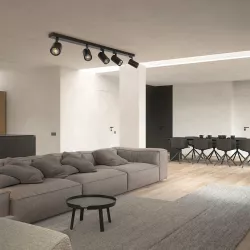 kelvo® SPOTA KLV-101-0142 Κινούμενο Φωτιστικό Σποτ Οροφής για 5 Λάμπες MR16 με Ντουί GU10 AC 220-240V IP20 - Μαύρο Ματ - Μ79.5 x Π6.3 x Υ14cm