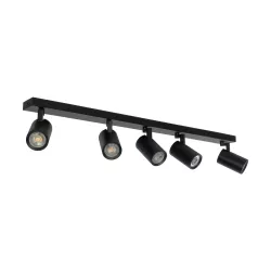 kelvo® SPOTA KLV-101-0142 Κινούμενο Φωτιστικό Σποτ Οροφής για 5 Λάμπες MR16 με Ντουί GU10 AC 220-240V IP20 - Μαύρο Ματ - Μ79.5 x Π6.3 x Υ14cm