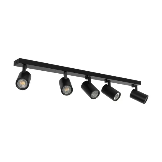 kelvo® SPOTA KLV-101-0142 Κινούμενο Φωτιστικό Σποτ Οροφής για 5 Λάμπες MR16 με Ντουί GU10 AC 220-240V IP20 - Μαύρο Ματ - Μ79.5 x Π6.3 x Υ14cm