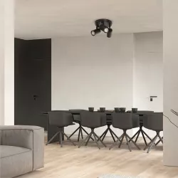 kelvo® SPOTA KLV-101-0144 Κινούμενο Φωτιστικό Σποτ Οροφής για 3 Λάμπες MR16 με Ντουί GU10 AC 220-240V IP20 - Μαύρο Ματ - Μ19 x Π19 x Υ14cm