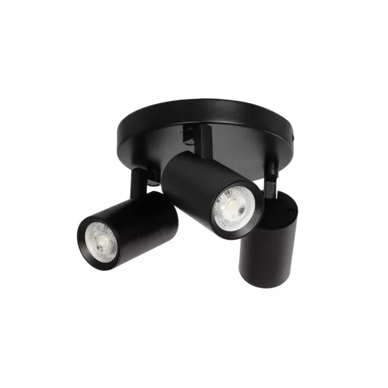 kelvo® SPOTA KLV-101-0144 Κινούμενο Φωτιστικό Σποτ Οροφής για 3 Λάμπες MR16 με Ντουί GU10 AC 220-240V IP20 - Μαύρο Ματ - Μ19 x Π19 x Υ14cm