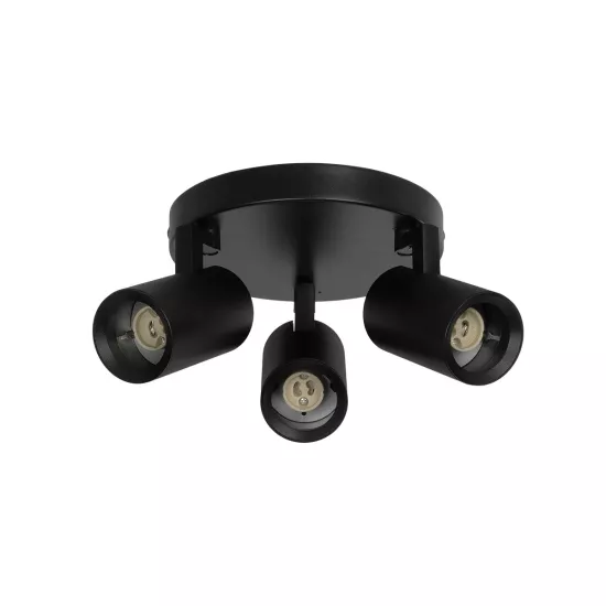 kelvo® SPOTA KLV-101-0144 Κινούμενο Φωτιστικό Σποτ Οροφής για 3 Λάμπες MR16 με Ντουί GU10 AC 220-240V IP20 - Μαύρο Ματ - Μ19 x Π19 x Υ14cm