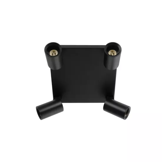 kelvo® SPOTA KLV-101-0146 Κινούμενο Φωτιστικό Σποτ Οροφής για 4 Λάμπες MR16 με Ντουί GU10 AC 220-240V IP20 - Μαύρο Ματ - Μ26 x Π26 x Υ14cm