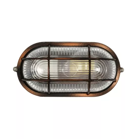 BOATLIGHT 61622 Vintage Φωτιστικό Καραβοχελώνα Τοίχου - Απλίκα με Ντουί 1 x E27 AC 220-240V Αδιάβροχο IP65 - Χάλκινο Παλαιωμένο Εφέ Σκουριάς Ματ - Μ21 x Π10.4 x Υ9cm
