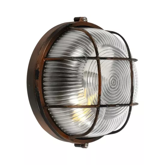 BOATLIGHT 61623 Vintage Φωτιστικό Καραβοχελώνα Τοίχου & Οροφής με Ντουί 1 x E27 AC 220-240V Αδιάβροχο IP65 - Χάλκινο Παλαιωμένο Εφέ Σκουριάς Ματ - Μ17.5 x Π17.5 x Υ9cm