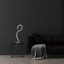 kelvo® GLOW 61685 Μοντέρνο Επιτραπέζιο Φωτιστικό Πορτατίφ LED 18W 1800lm 360° AC 220-240V IP20 Ρυθμιζόμενο Λευκό CCT με Αφή 2700K/4500K/6000K Dimmable - Lumileds SMD Chip - Χρυσό Πλατίνα & Λευκό Νήμα - Μ30 x Π30 x Υ60cm - 3 Χρόνια Εγγύηση