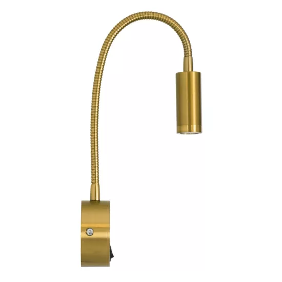 GOOSE 61692 Μοντέρνο Φωτιστικό Τοίχου - Απλίκα Ξενοδοχείου Reading Light LED 3W 300lm 36° AC 220-240V IP20 Θερμό Λευκό 2700K - CREE XPE Chip & TÜV SÜD Driver - Χρυσό Βούρτσας - Μ6.5 x Π15 xΥ24.5cm - 3 Χρόνια Εγγύηση