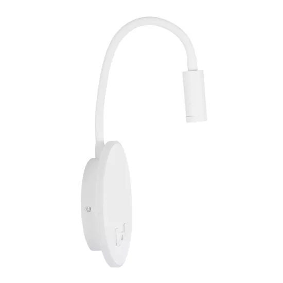 GOOSE 61693 Μοντέρνο Φωτιστικό Τοίχου - Απλίκα Ξενοδοχείου Reading Light με Φορτιστή USB 3A LED 6W 600lm 36° & 360° AC 220-240V IP20 Θερμό Λευκό 2700K - CREE XPE & Lumileds SMD Chip - Λευκό Ματ - Μ15.5 x Π15 x Υ30.5cm - 3 Χρόνια Εγγύηση