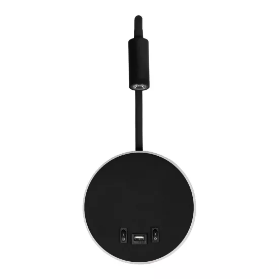 GOOSE 61695 Μοντέρνο Φωτιστικό Τοίχου - Απλίκα Ξενοδοχείου Reading Light με Φορτιστή USB 3A LED 6W 600lm 36° & 360° AC 220-240V IP20 Θερμό Λευκό 2700K - CREE XPE & Lumileds SMD Chip - Μαύρο Ματ - Μ15.5 x Π15 x Υ30.5cm - 3 Χρόνια Εγγύηση