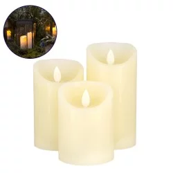 FIREFLAME 79555 Διακοσμητικό Κερί Παραφίνης με Εφέ Κινούμενης Φλόγας & IR Ασύρματο Χειριστήριο LED 0.5W 25lm 120° DC 3V με 2xAA Μπαταρίες IP20 Θερμό Λευκό 2700K Dimmable - Μπεζ -Μ7.5 x Π7.5 x Υ15cm - Πακέτο 3 Τεμαχίων - 1 Χρόνο Εγγύηση