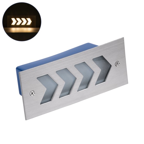 WALLLIGHT-ARINA 90670 Χωνευτό Φωτιστικό Τοίχου LED 6W 660lm 120° DC 24V Αδιάβροχο IP67 Μ17 x Π7 x Υ5.5cm Θερμό Λευκό 3000K - Ανοξείδωτο Ατσάλι - 3 Years Warranty