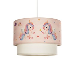 PONY 204-0016 Παιδικό Κρεμαστό Φωτιστικό Οροφής με Ντουί 1 x E27 AC 220-240V IP20 - Ροζ - Μ30 x Π30 x Υ24cm