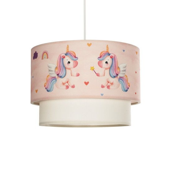 PONY 204-0016 Παιδικό Κρεμαστό Φωτιστικό Οροφής με Ντουί 1 x E27 AC 220-240V IP20 - Ροζ - Μ30 x Π30 x Υ24cm